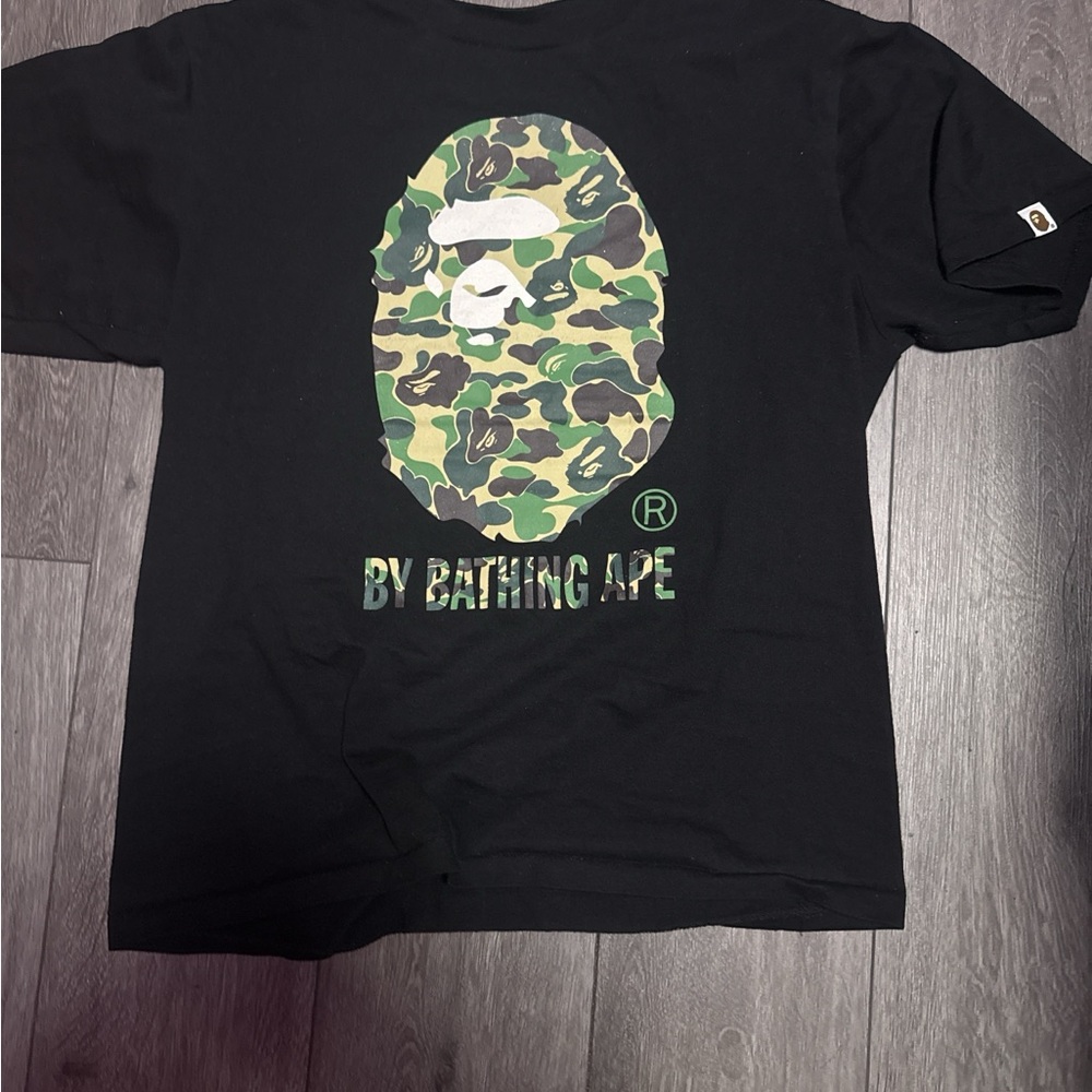 Bape Black Tee with Camo Ape Graphic